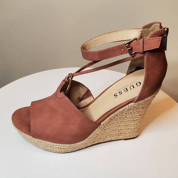 Guess Pink Suede Wedges Size 8.5 - Picture 1 of 6